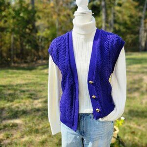 Authentic Vintage 80's purple cable knit sweater vest grandmacore